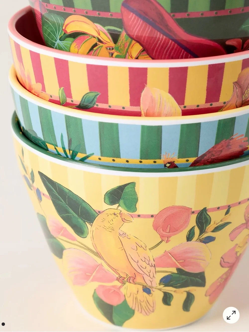 Farm Rio x Anthropologie Assorted Melamine Nut Bowl Yellow Parrot